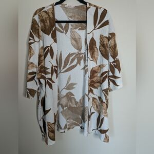 La Rue Beige and White Textured Kimono Size XL